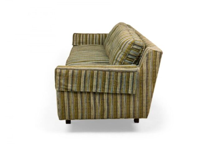 edward wormley for dunbar american mid century green and beige striped upholstered three seat sofa 0476