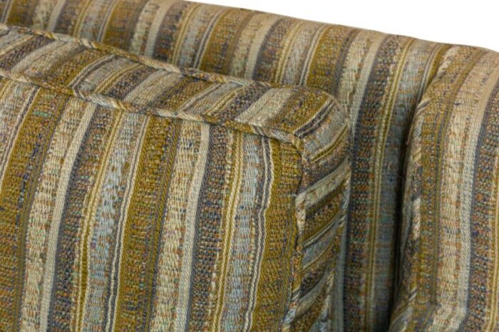 edward wormley for dunbar american mid century green and beige striped upholstered three seat sofa 4494