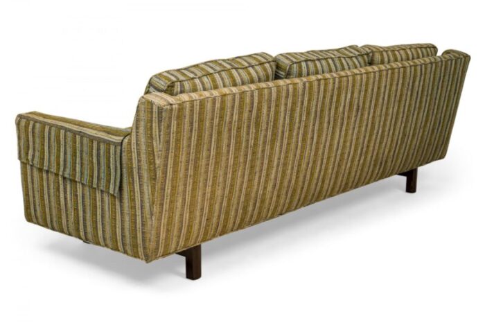 edward wormley for dunbar american mid century green and beige striped upholstered three seat sofa 7542