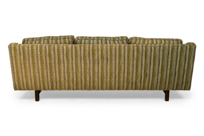 edward wormley for dunbar american mid century green and beige striped upholstered three seat sofa 9525