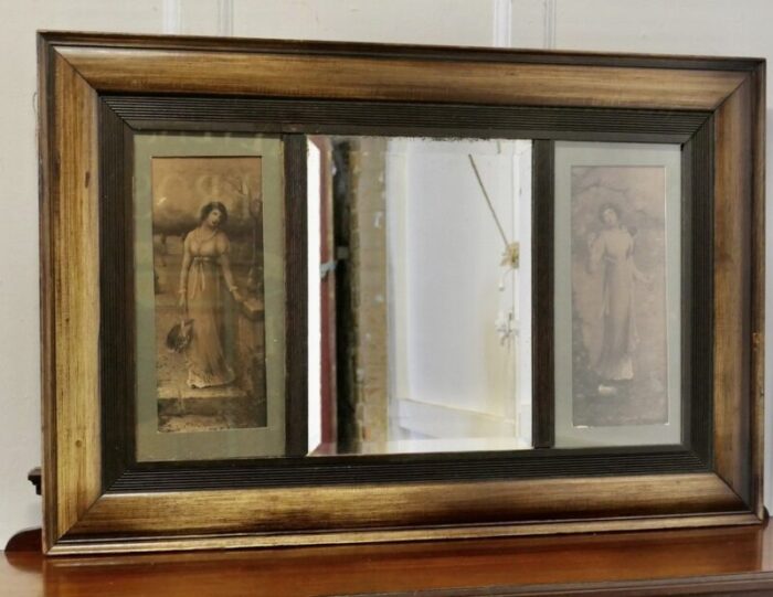 edwardian wall mirror with prints 1890s 1