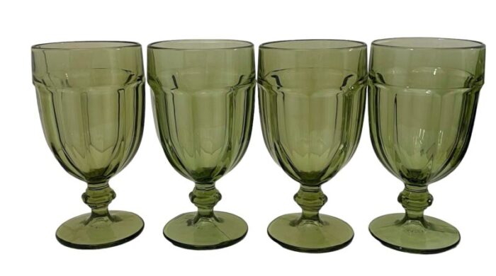 eight libbey duratuff gibraltar olive green 7 iced tea glasses usa 0046