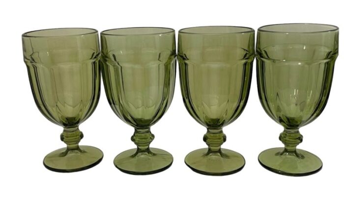 eight libbey duratuff gibraltar olive green 7 iced tea glasses usa 2051