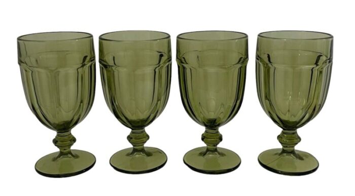 eight libbey duratuff gibraltar olive green 7 iced tea glasses usa 4432