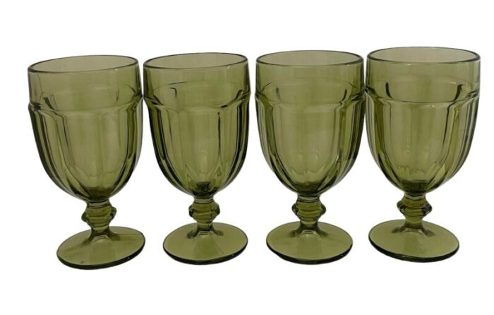 eight libbey duratuff gibraltar olive green 7 iced tea glasses usa 4459