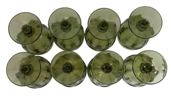 eight libbey duratuff gibraltar olive green 7 iced tea glasses usa 8588