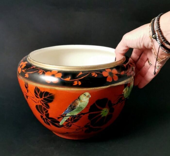 english colored and painted earthenware cachepot from gibson sons 1912 19