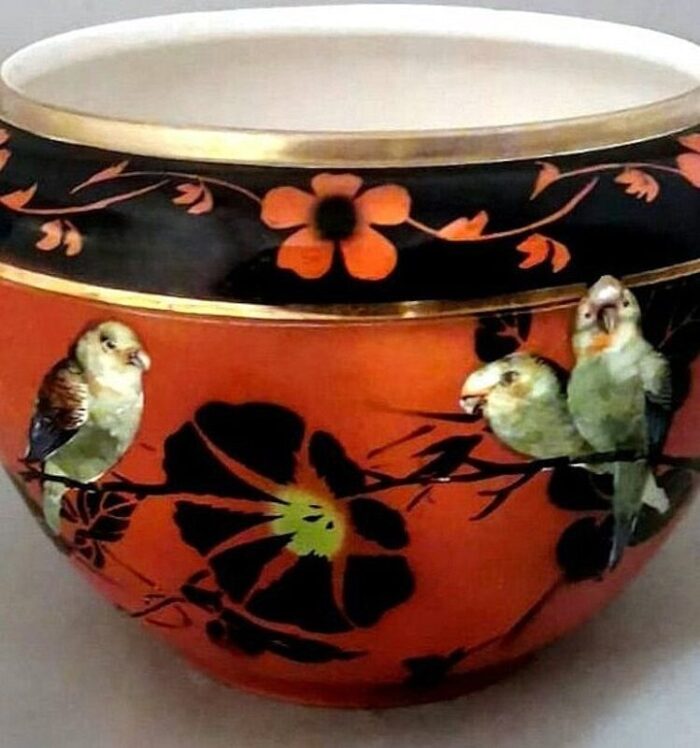 english colored and painted earthenware cachepot from gibson sons 1912 9