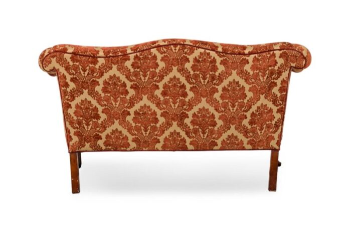 english georgian style red and gold damask loveseat 2062