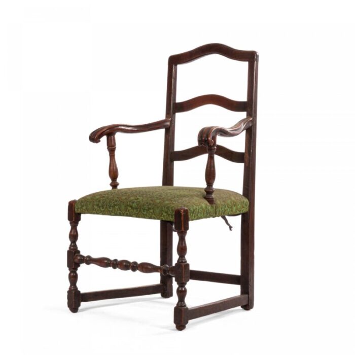 english provincial georgian walnut and elm ladder back armchair 6089