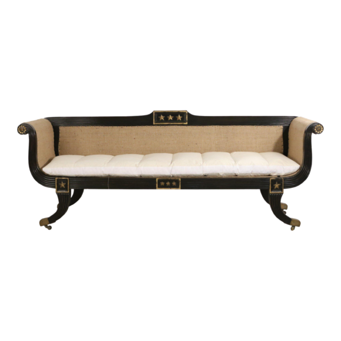 english regency ebonized and gilt star design sofa settee 7825