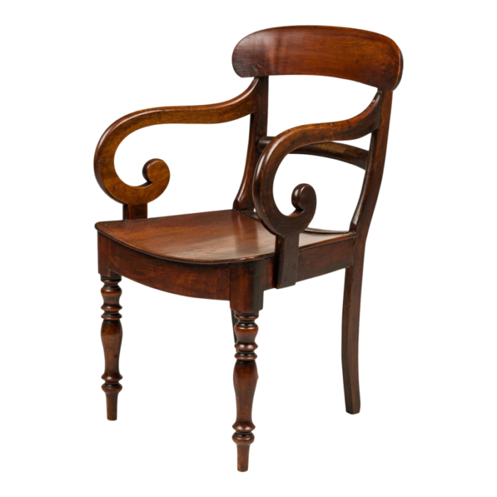 english regency style mahogany scroll armchair 1850