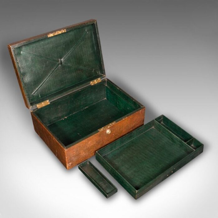 english victorian travel correspondence box in leather 10