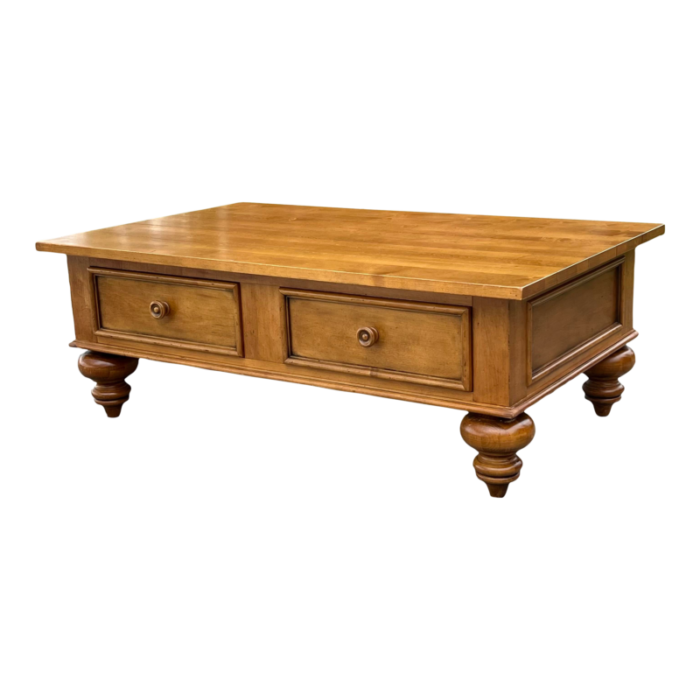 ethan allen maple plank top henry farmhouse coffee table 0899