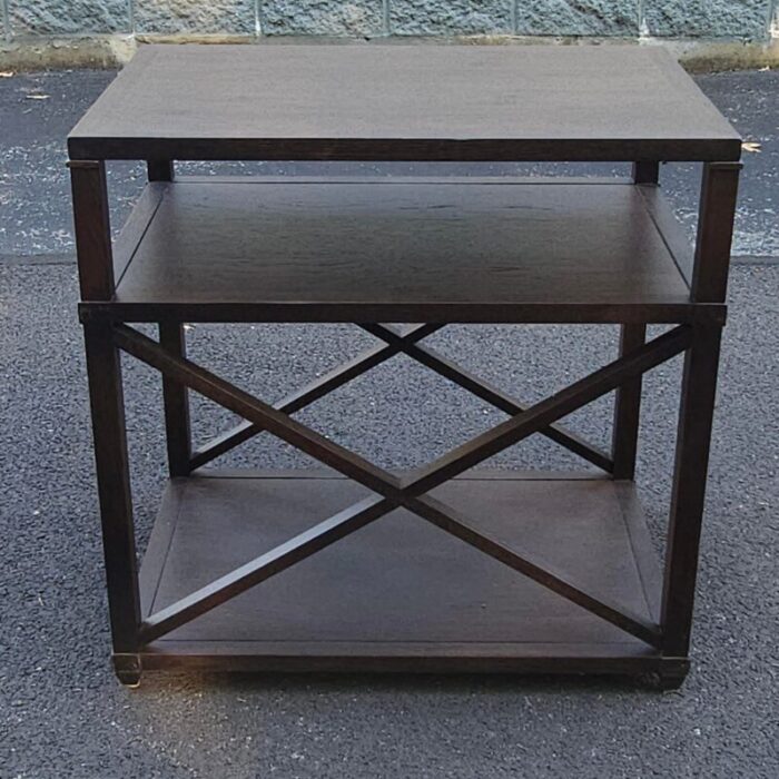 ethan allen three tier rectangular oak end table 2467