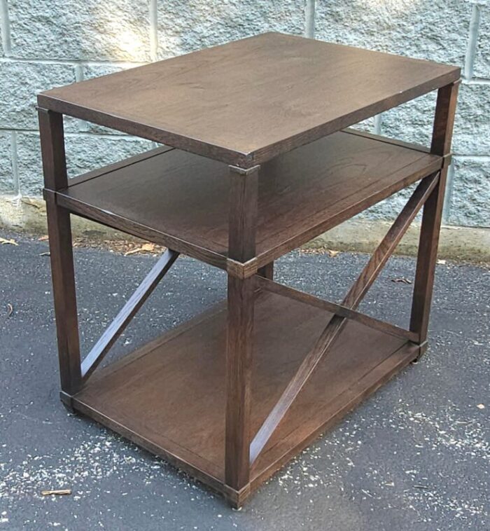 ethan allen three tier rectangular oak end table 4822