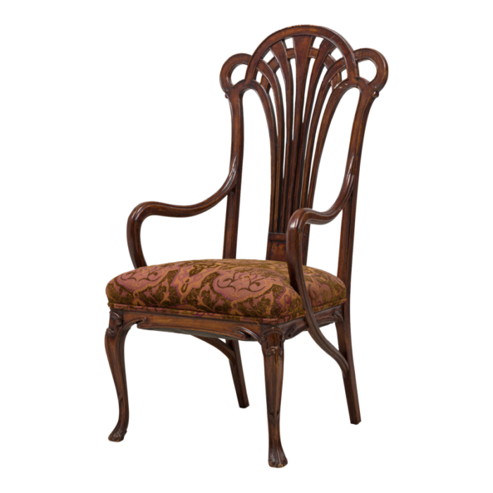 eugene gaillard art nouveau french mahogany upholstered armchair 9192