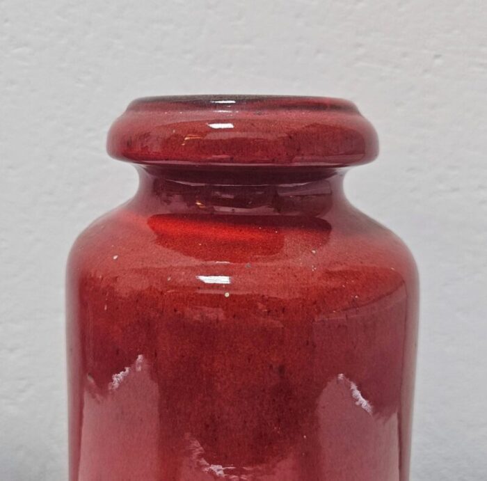 fat lava ceramic cylinder vase in red and brown attributed to scheurich germany 1960s 5