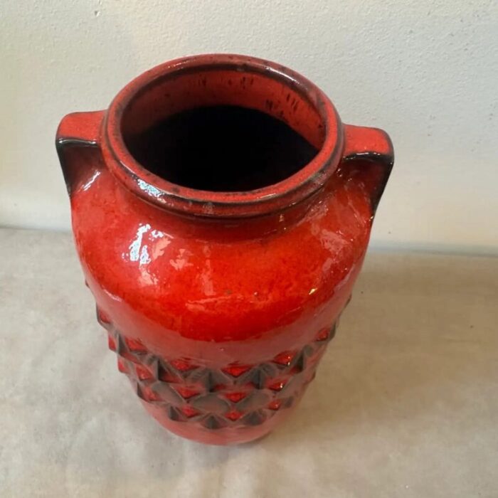 fat lava german red and black ceramic vase 1970s 10