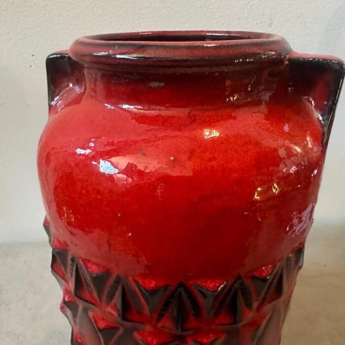 fat lava german red and black ceramic vase 1970s 3