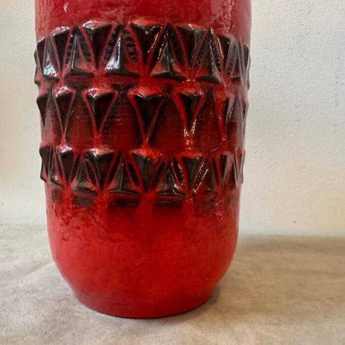 fat lava german red and black ceramic vase 1970s 4