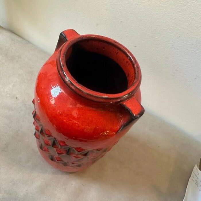 fat lava german red and black ceramic vase 1970s 6