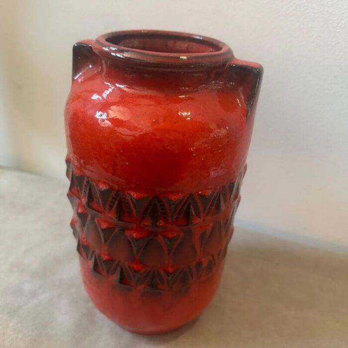 fat lava german red and black ceramic vase 1970s 8