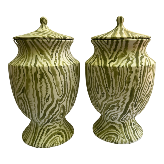 faux bois painted covered urns a pair 7587