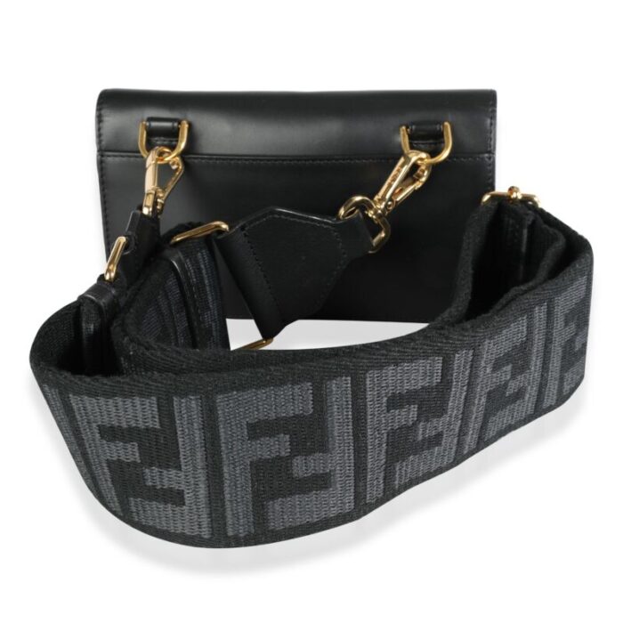 fendi black calfskin mini flat baguette with black strap you strap 7616