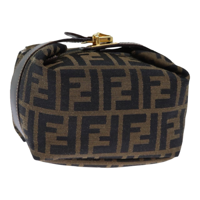 fendi zucca canvas hand bag brown black auth 72861 6785