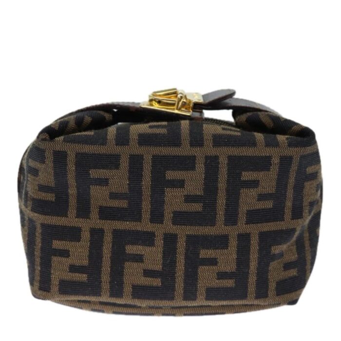 fendi zucca canvas hand bag brown black auth 72861 9041