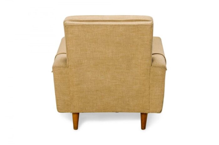 florence knoll for knoll international american mid century beige fabric upholstered lounge armchair 0166