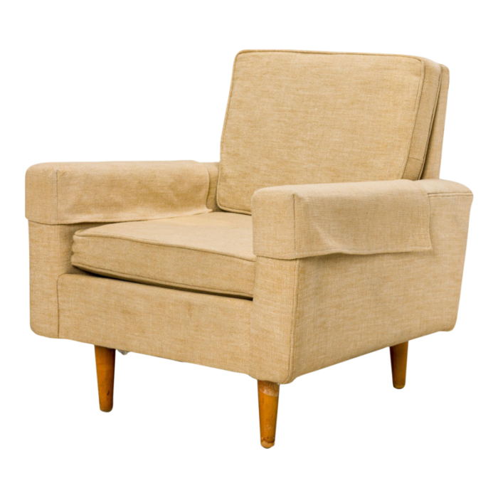 florence knoll for knoll international american mid century beige fabric upholstered lounge armchair 3979