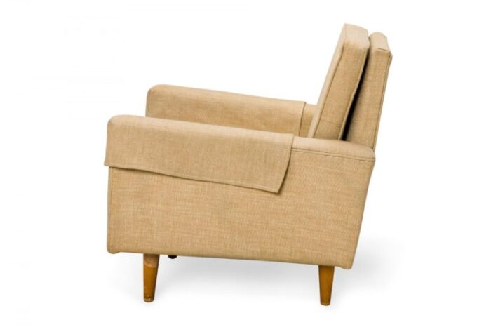 florence knoll for knoll international american mid century beige fabric upholstered lounge armchair 5080