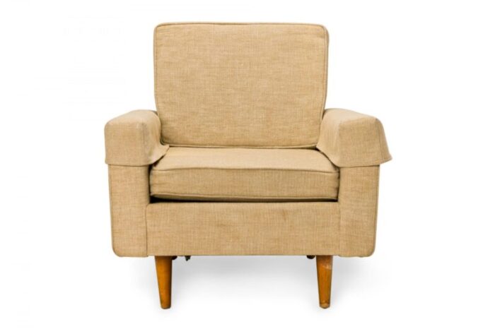 florence knoll for knoll international american mid century beige fabric upholstered lounge armchair 8982