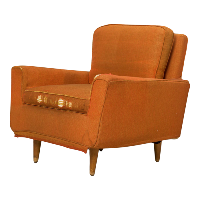 florence knoll for knoll international american mid century orange upholstered lounge armchair 2289