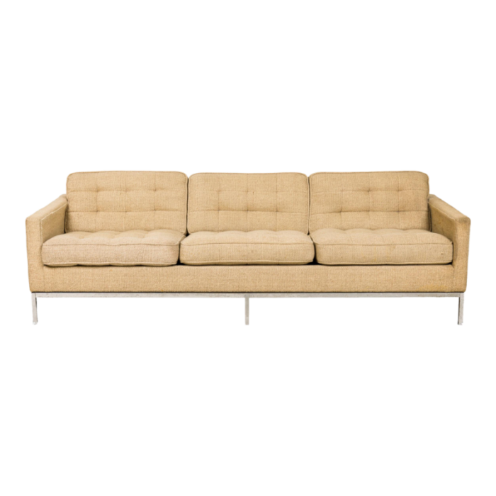 florence knoll for knoll international mid century american 3 seated beige upholstered sofa 5608