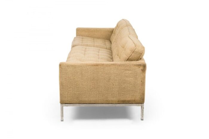 florence knoll for knoll international mid century american 3 seated beige upholstered sofa 7920