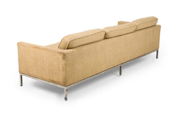 florence knoll for knoll international mid century american 3 seated beige upholstered sofa 9715