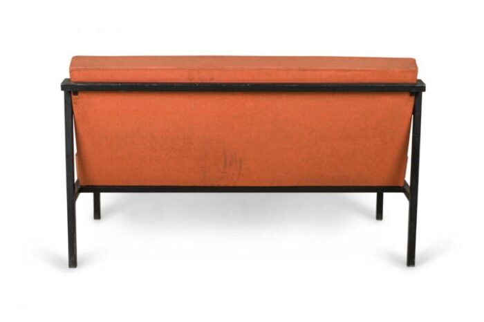 florence knoll knoll international american mid century light orange upholstered settees a pair 8276