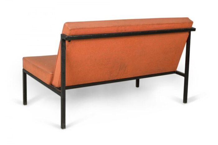 florence knoll knoll international american mid century light orange upholstered settees a pair 9830