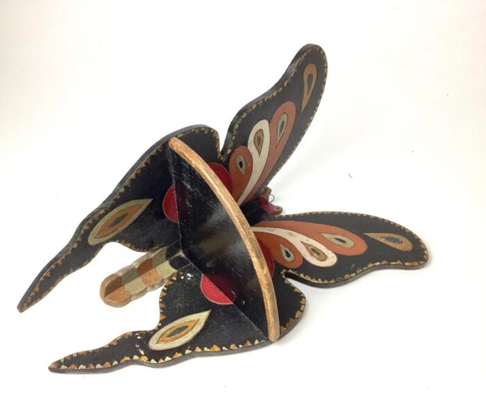 folk art butterfly corner shelf circa 1943 carved wood with original paint 6514