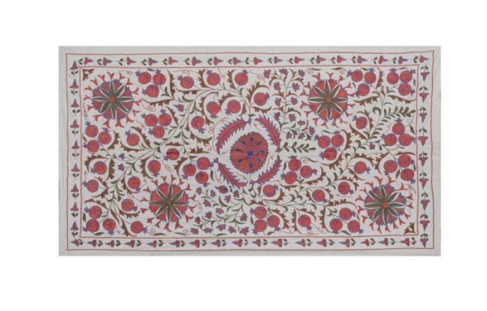 folk art floral suzani wall hanging tapestry in silk uzbekistan 2