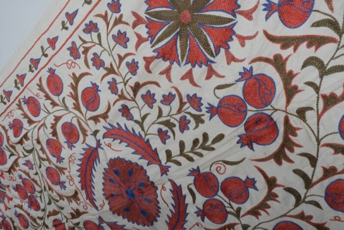 folk art floral suzani wall hanging tapestry in silk uzbekistan 5