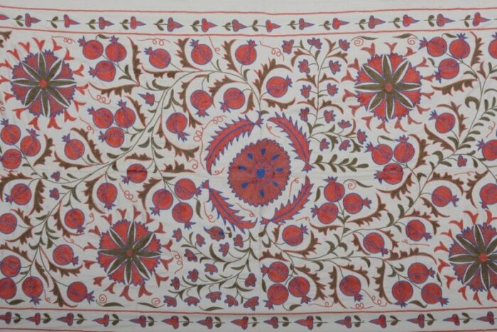 folk art floral suzani wall hanging tapestry in silk uzbekistan 8