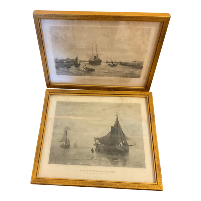 framed antique lithographs of sailing ships 3289