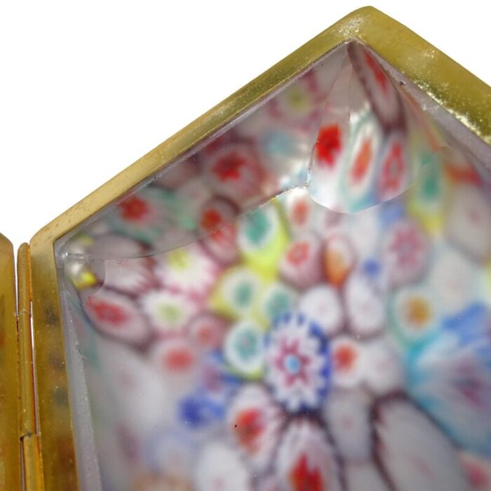 fratelli toso murano vintage millefiori floral pattern mosaic italian art glass vanity casket jewelry box as is 0947