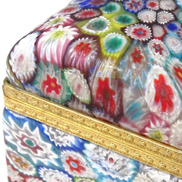 fratelli toso murano vintage millefiori floral pattern mosaic italian art glass vanity casket jewelry box as is 3795