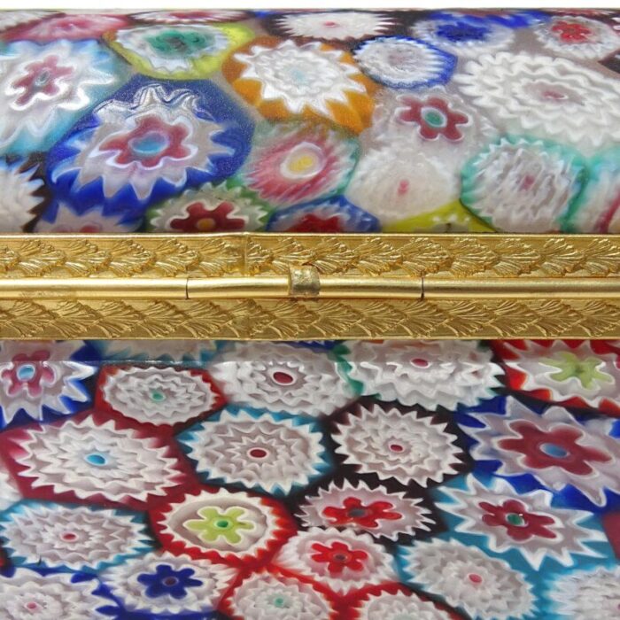 fratelli toso murano vintage millefiori floral pattern mosaic italian art glass vanity casket jewelry box as is 3897