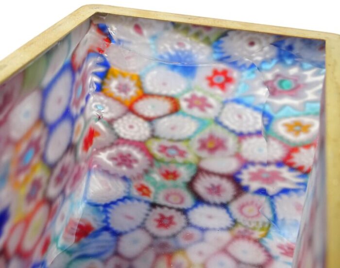 fratelli toso murano vintage millefiori floral pattern mosaic italian art glass vanity casket jewelry box as is 4215